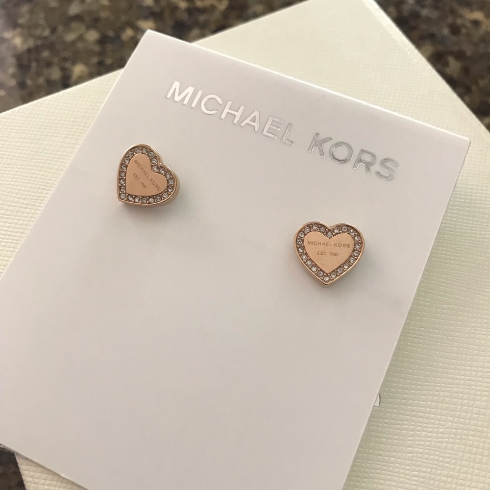 Michael Kors Rose Gold Heart Shaped Earrings